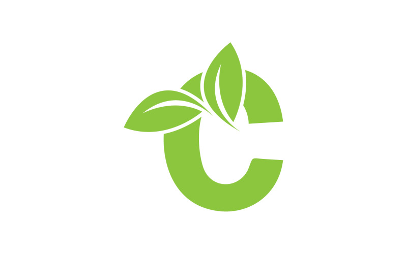 C letra hoja verde vector versión v32