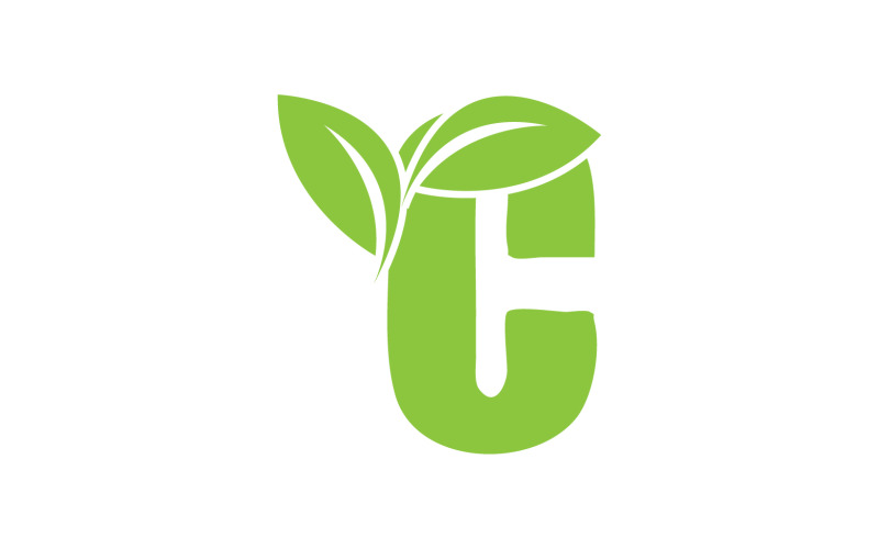 C lettera foglia verde vettoriale versione v6