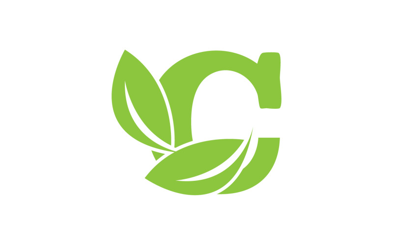 C lettera foglia verde vettoriale versione v7