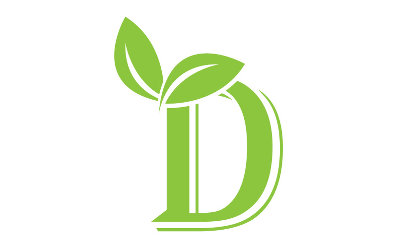 D lettera logo foglia verde versione vettoriale v 17