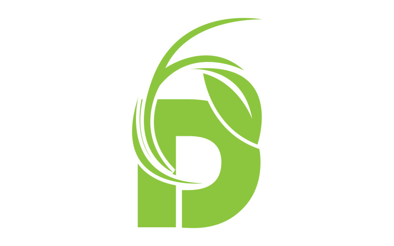 D lettera logo foglia verde versione vettoriale v 22
