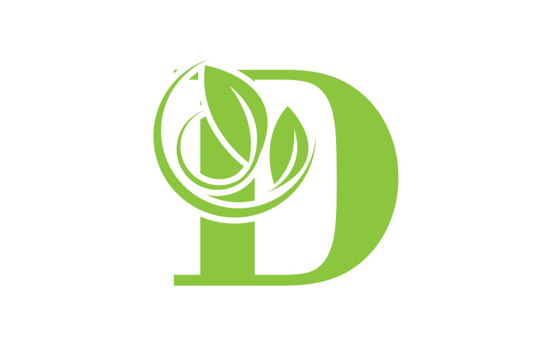 D lettera logo foglia verde versione vettoriale v 24
