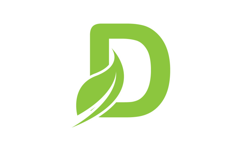 D lettera logo foglia verde versione vettoriale v 35