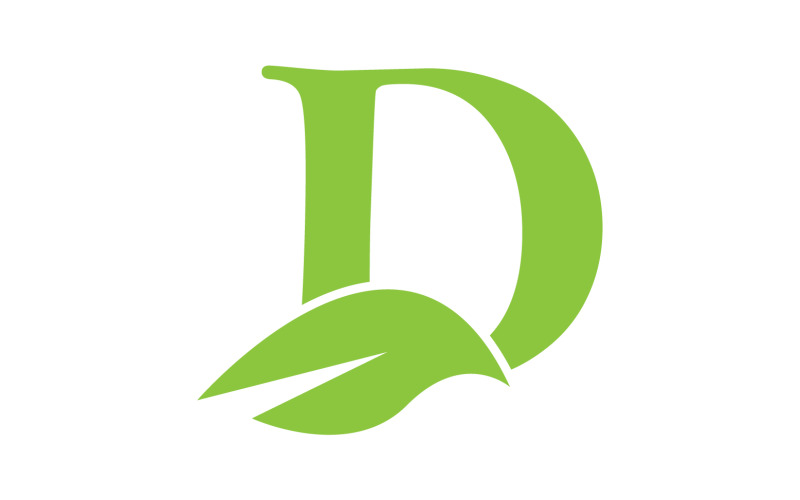 D lettera logo foglia verde versione vettoriale v 36