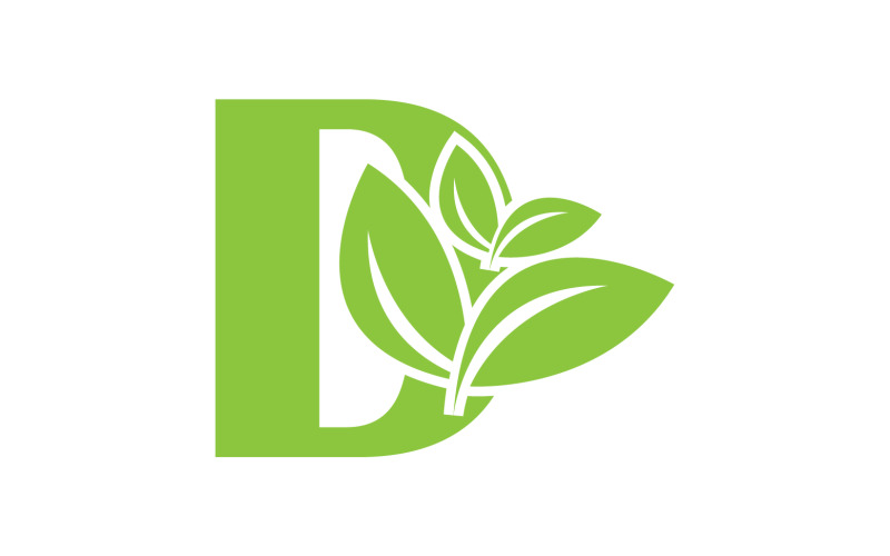 D lettera logo foglia verde versione vettoriale v 37