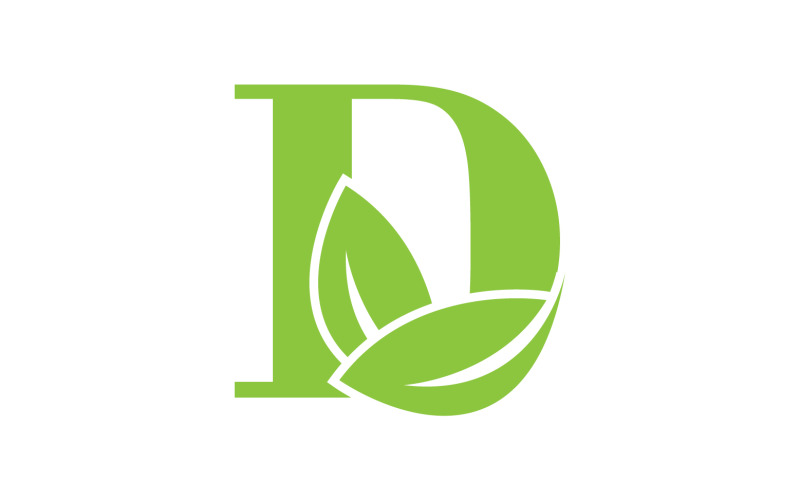 D lettera logo foglia verde versione vettoriale v 40