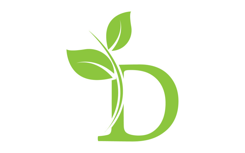 D lettera logo foglia verde versione vettoriale v 42