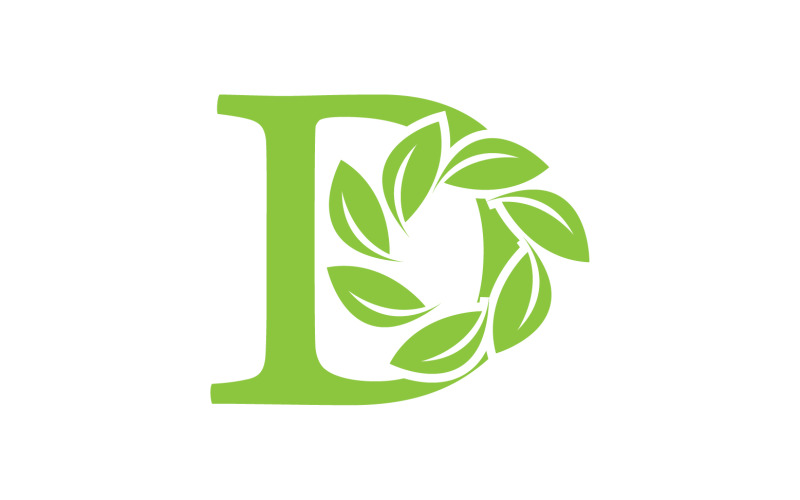 D lettera logo foglia verde vettoriale versione v 2