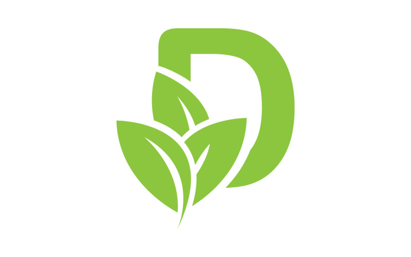 D lettera logo foglia verde vettoriale versione v 3