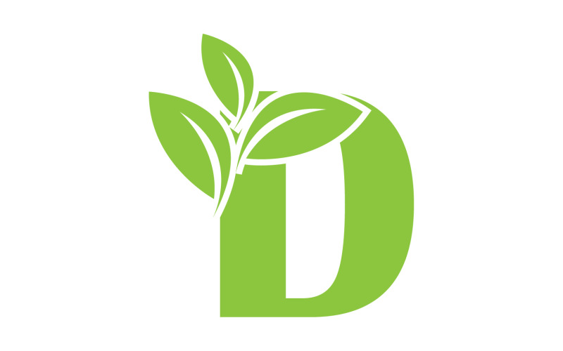 D lettera logo foglia verde vettoriale versione v 5
