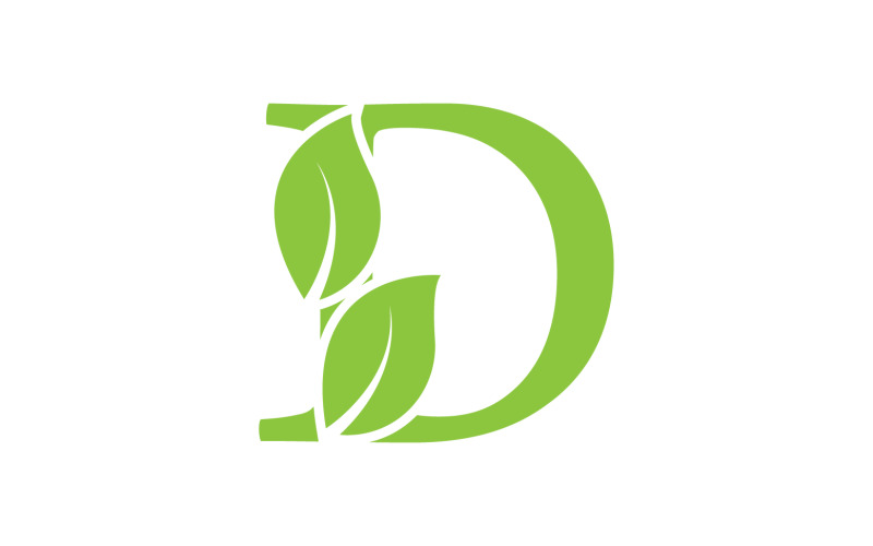D lettre logo feuille vert version vectorielle v 18