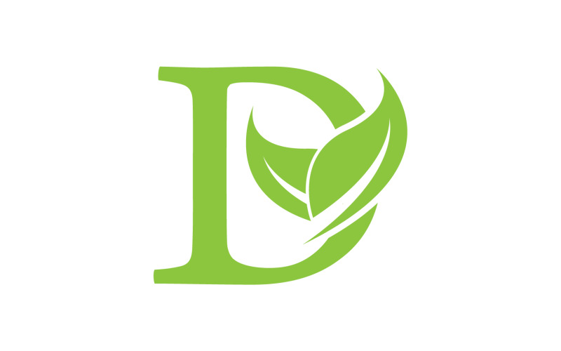 D lettre logo feuille verte version vectorielle v 34