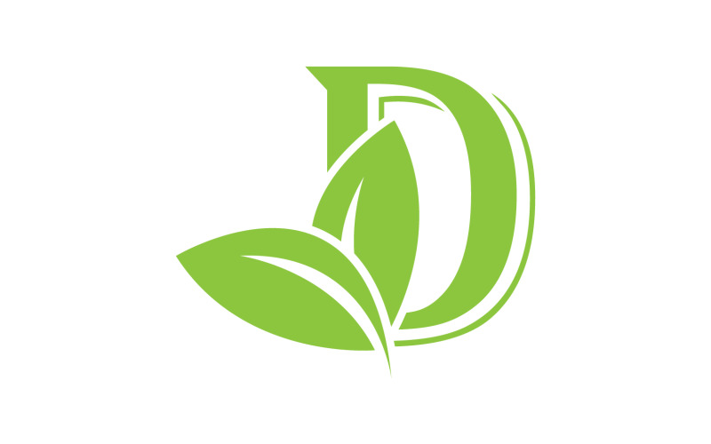 Litera D logo liść zielony wektor wersja v 9