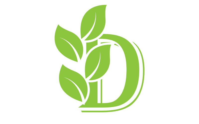 D lettera logo foglia verde versione vettoriale v 49