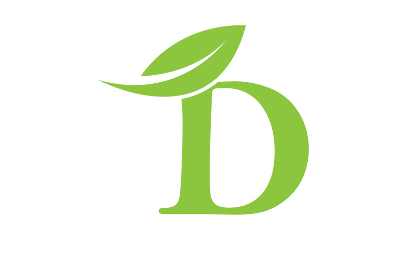 D lettera logo foglia verde versione vettoriale v 52