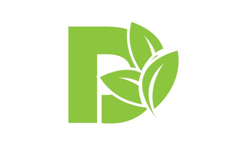 D lettera logo foglia verde versione vettoriale v 54