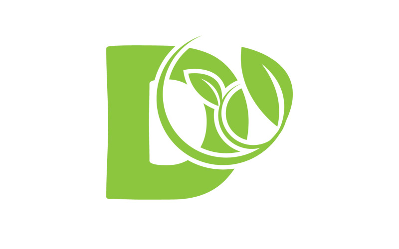 D lettera logo foglia verde versione vettoriale v 55