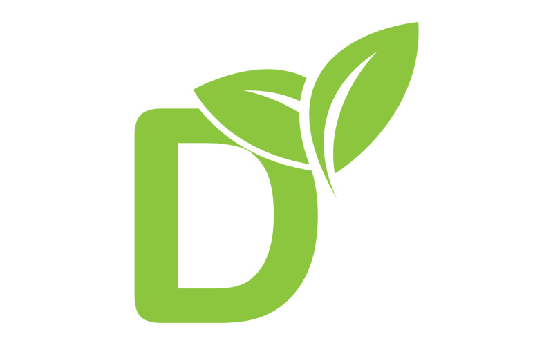 D lettera logo foglia verde versione vettoriale v 59