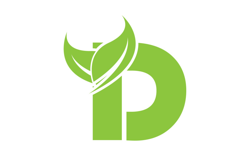D lettera logo foglia verde versione vettoriale v 62
