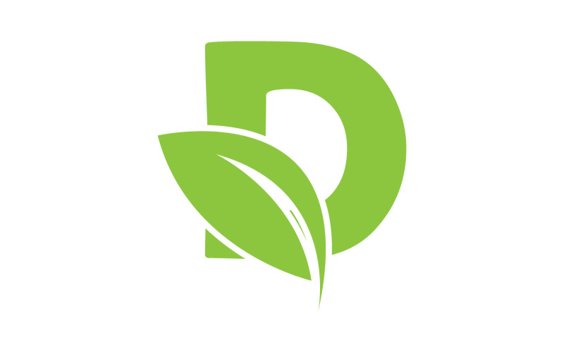 D lettera logo foglia verde versione vettoriale v 63
