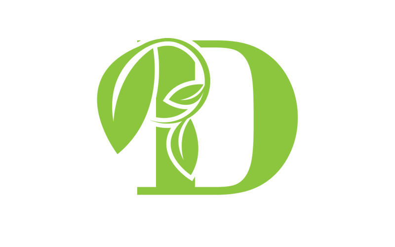D lettre logo feuille verte version vectorielle v 56