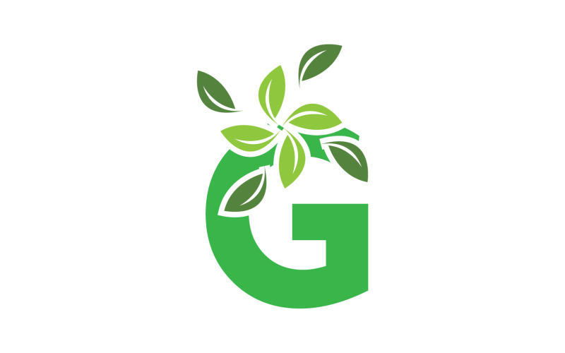 G harfi yaprak yeşil logo simge sürümü v1