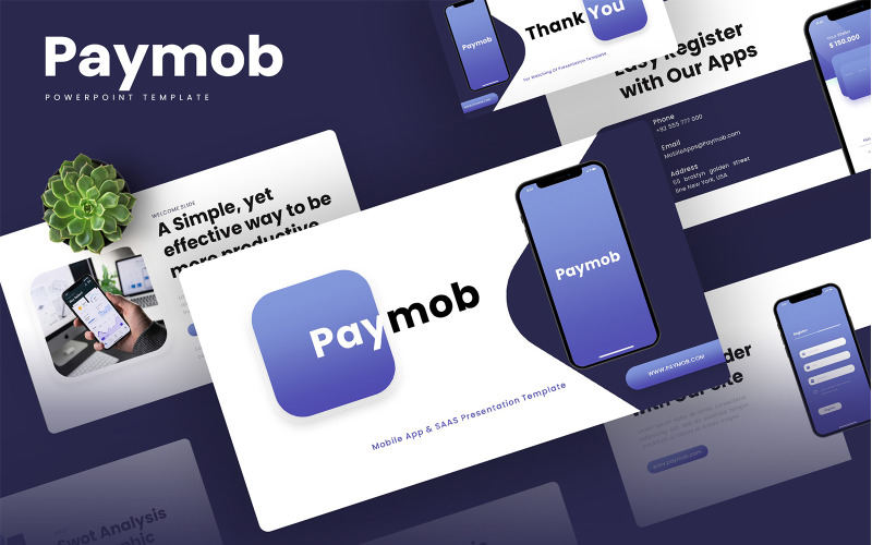 Paymob - Mobiele app en SAAS PowerPoint-sjabloon