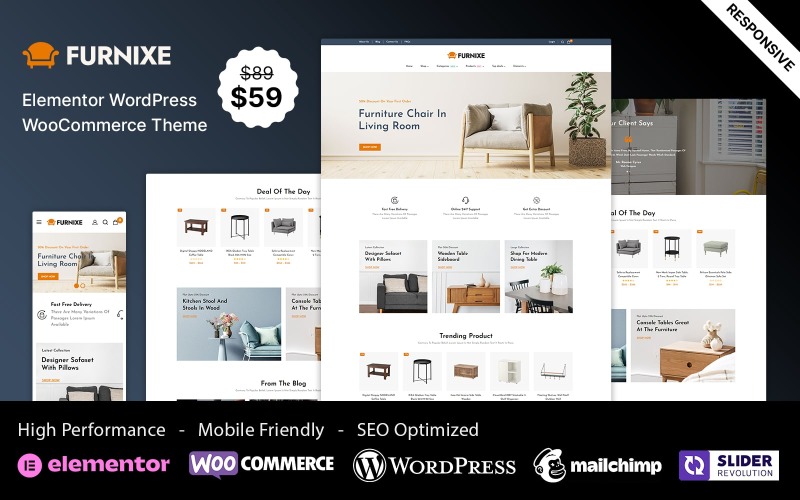 Furnixe - тема WooCommerce Elementor для меблів та інтер'єру