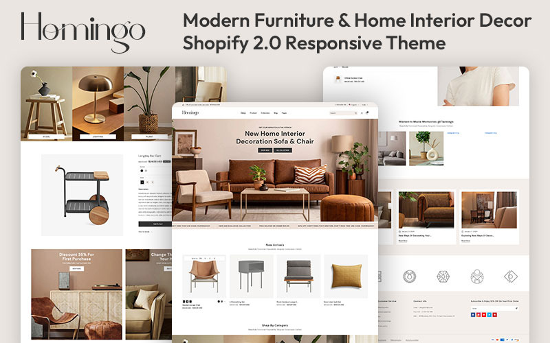 Homingo - Moderne Möbel und Inneneinrichtung für Zuhause. Mehrzweck-Shopify 2.0 Responsive Theme