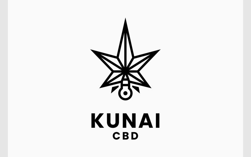 Logotipo De Hoja De Cannabis Cuchillo Kunai