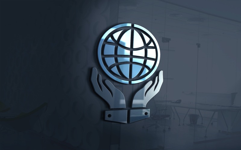 Mão segurando o modelo de logotipo da Globe Technology