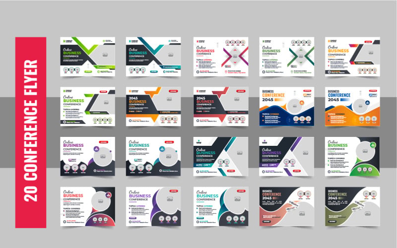 Modern horizontal business conference flyer or business live webinar ...