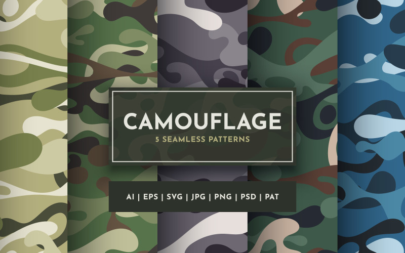 Set 5 naadloze camouflagepatronen | 1