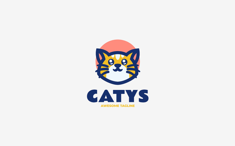 Kat eenvoudig mascotte logo ontwerp 2
