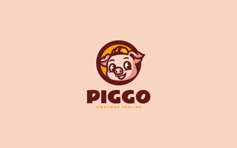 Piggo maskot kreslené logo