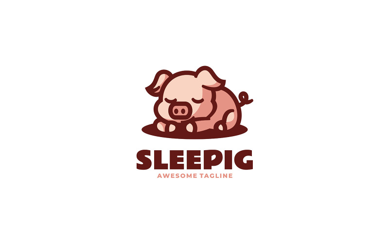 Spánkové prase jednoduché logo maskota