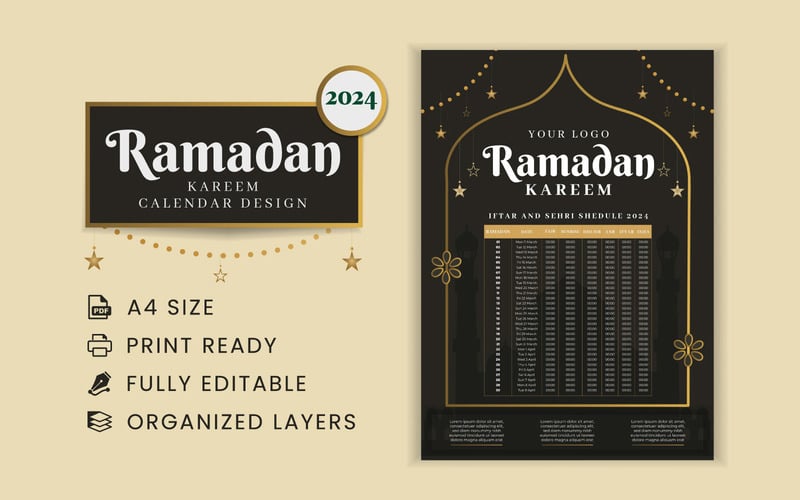 Calendario del Ramadan 2024. Progettazione del pianificatore