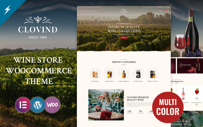 Clovind — тема WooCommerce для магазинів вина, алкогольних напоїв і виноградників