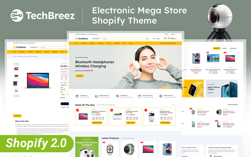 Techbreez - Thème réactif Shopify 2.0 pour magasin d'électronique polyvalent