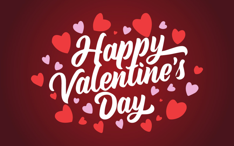 Buon San Valentino scritte su sfondo di cuori rossi. Illustrazione vettoriale - Modello gratuito