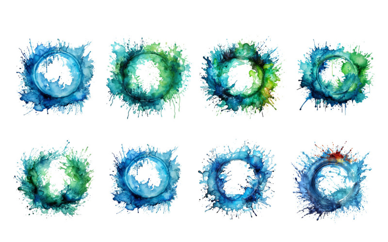 Kleurrijke aquarel splash frameset PNG