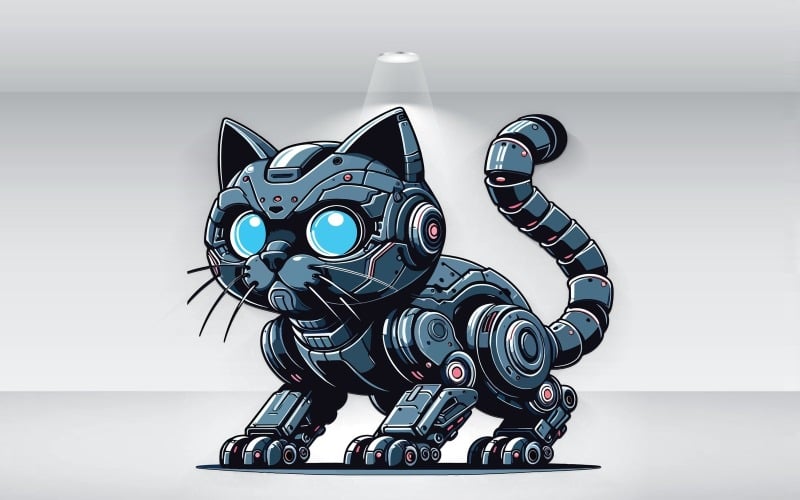 Megatronischer Roboter-Katzen-Illustrations-Vorlagenvektor
