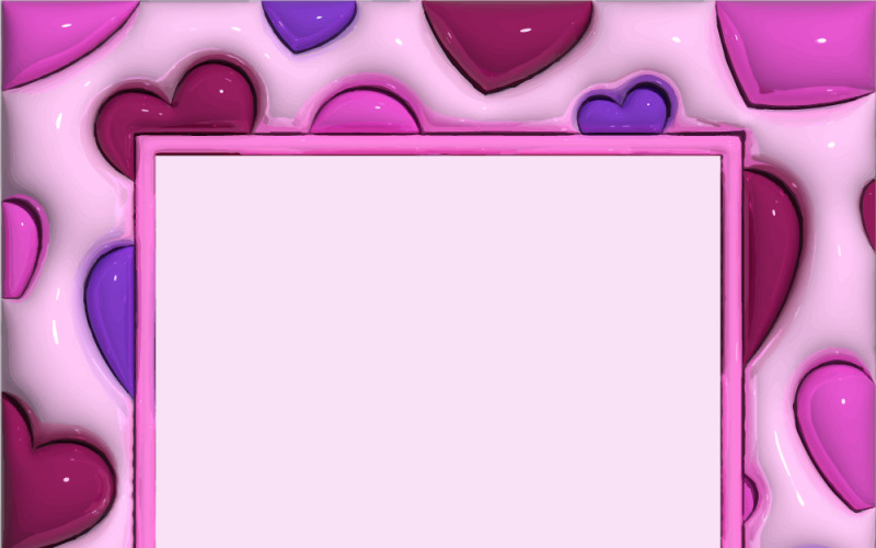 En fyrkantig mall för alla hjärtans dag-kort med 3D-hjärtan