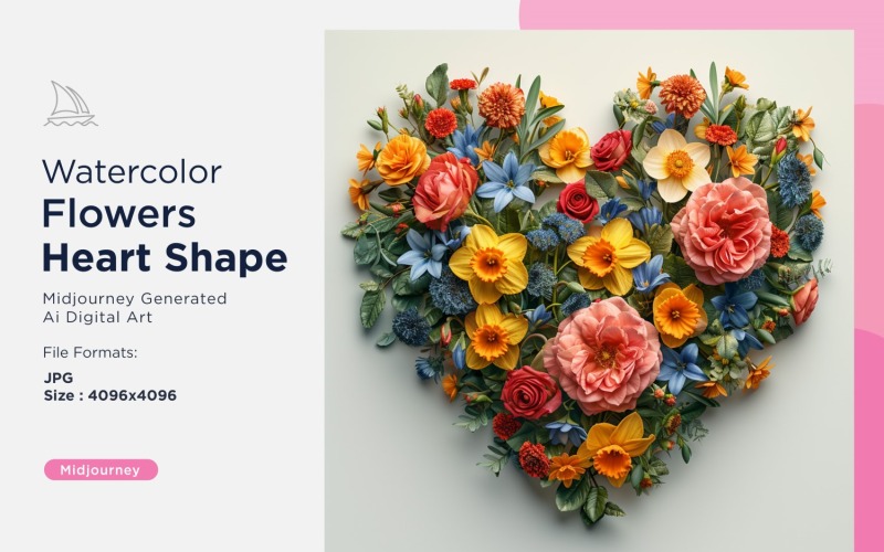 Flores em forma de coração Pintura em tela do Cupido Amor 06