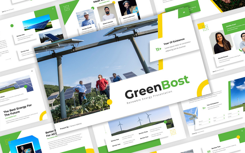 GreenBost - Шаблон слайдов Google Возобновляемая энергия