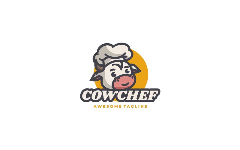 Logotipo de desenho animado da mascote do chef de vaca