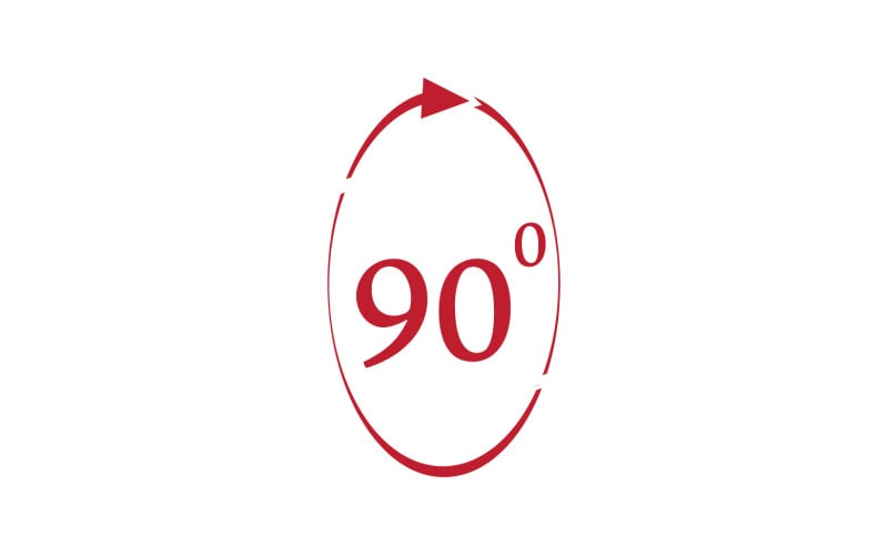 90 graden hoek rotatie pictogram symbool logo v26
