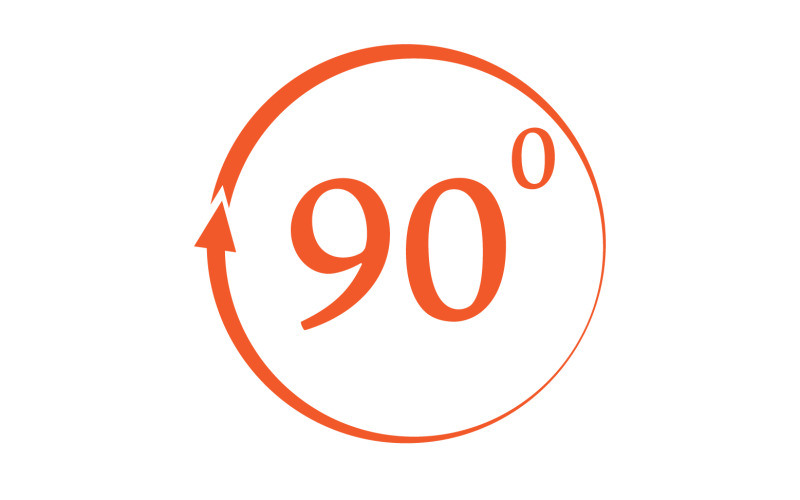 90 graden hoek rotatie pictogram symbool logo v2