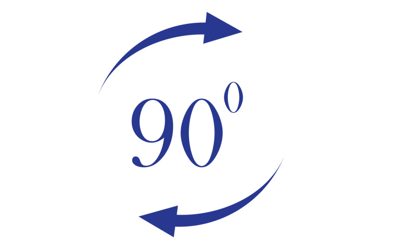 90 graden hoek rotatie pictogram symbool logo v38