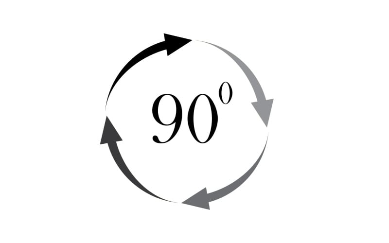 Ikona symbolu rotace úhlu 90 stupňů logo v14